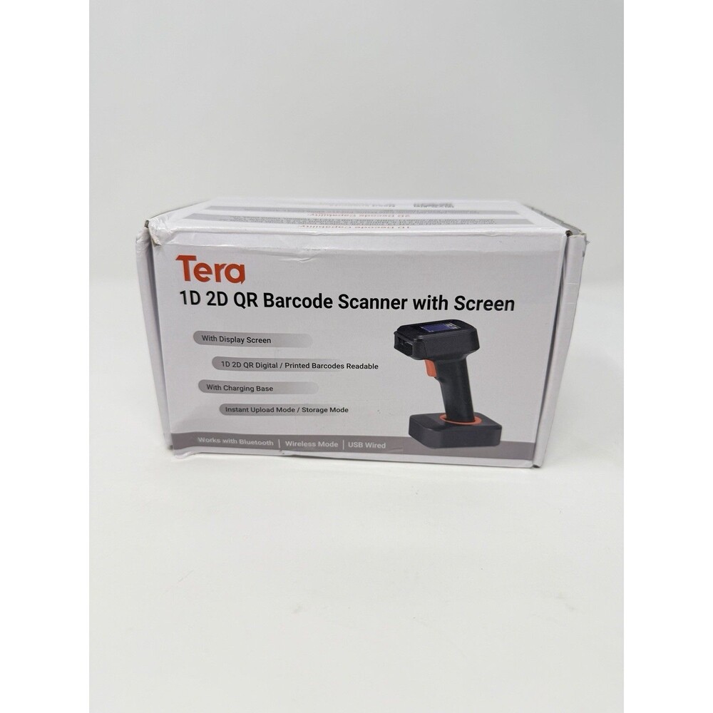 Tera Pro HW0006PRO Wireless Barcode Scanner 1D 2D QR Display Screen - Open Box